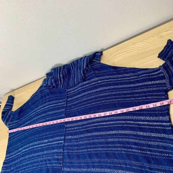 Free People Cowl Neck Sweater Women Small Blue Wool Blend Boho Lagenlook Slouchy - Picture 3 of 6